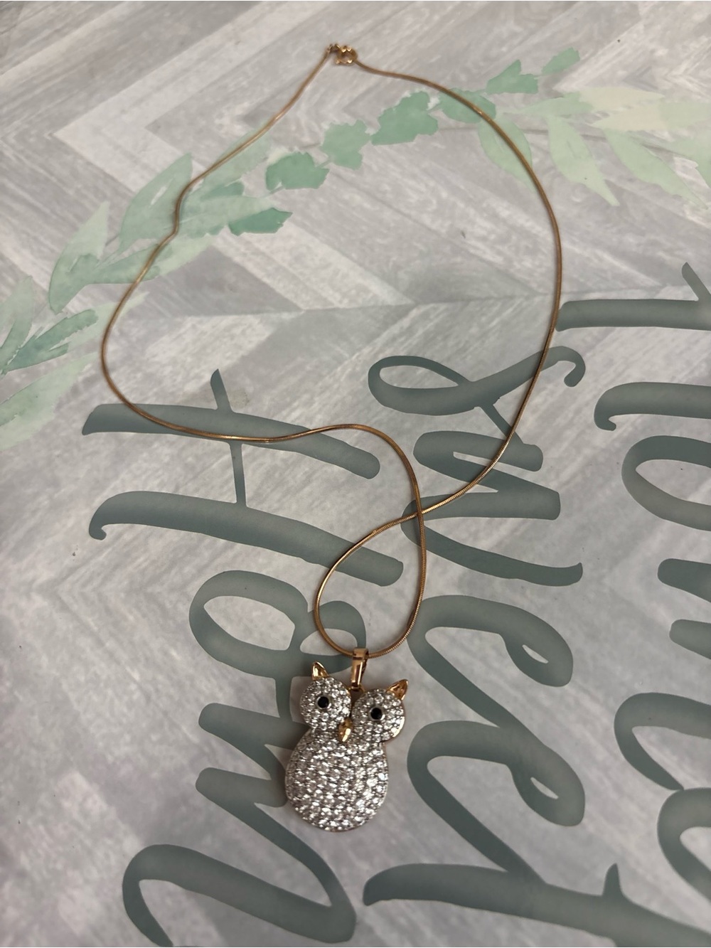 Gold-Tone Owl Pendant Necklace with Crystal Accents - Women's Jewelry